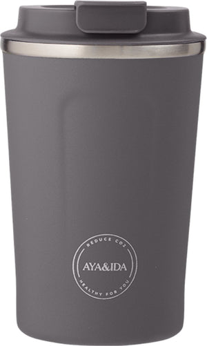 Aya ida aya ida - cup2go - thermosbeker - koffiebeker - coffee to go - reisbeker - meenemen - 380ml - dark grey