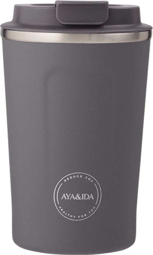 Aya ida aya ida - cup2go - thermosbeker - koffiebeker - coffee to go - reisbeker - meenemen - 380ml - dark grey