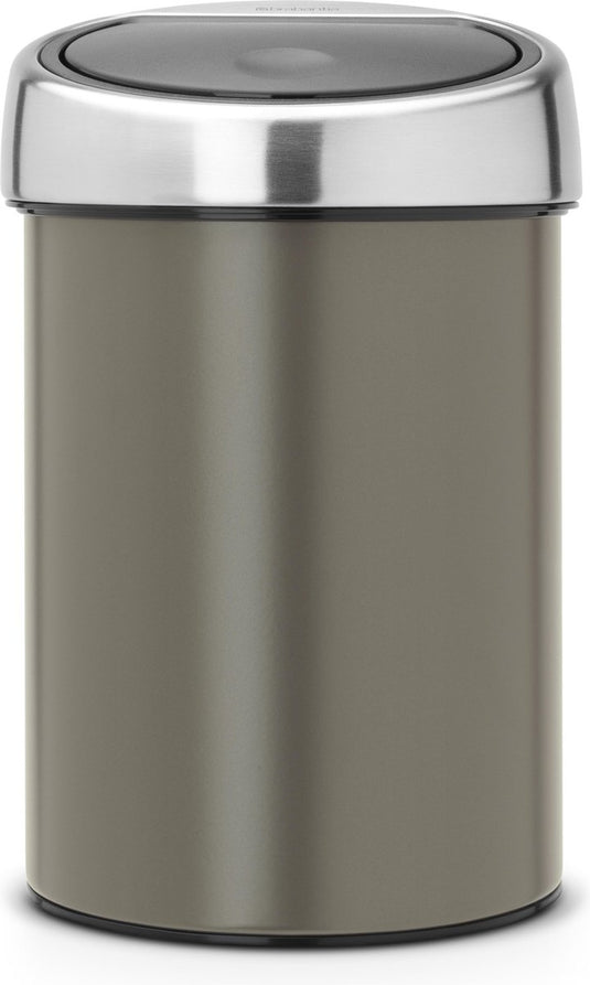 Brabantia touch bin prullenbak - 3 liter - badkamer - platinum matt steel deksel