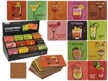 Ootb onderzetter cocktail kurk 9,5x9,5cm met recept op afbeelding