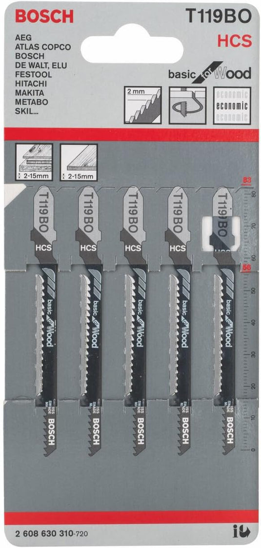 Bosch accessoires 5x basic voor hout decoupeerzaagblad t119bo - 2608630310
