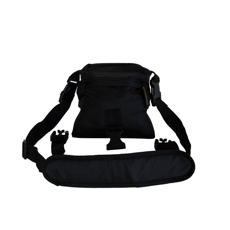 Load image into Gallery viewer, Buteo photo gear bean bag 1 zadelmodel zwart met draagriem
