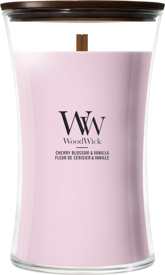 Woodwick hourglass - cherry blossom vanilla - large geurkaars - 130 branduren