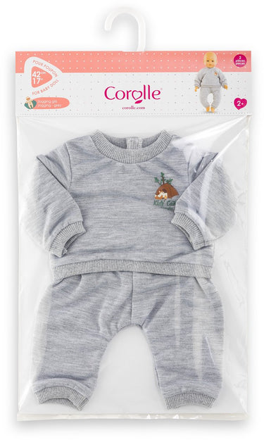 Corolle poppen joggingpak grijs kleine ontdekker 42cm - poppenkleding.