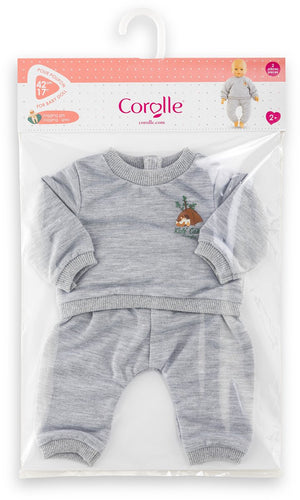 Corolle poppen joggingpak grijs kleine ontdekker 42cm - poppenkleding.