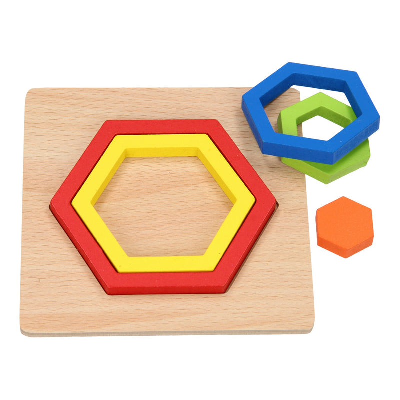 Load image into Gallery viewer, Houten vormenpuzzel - zeshoek

