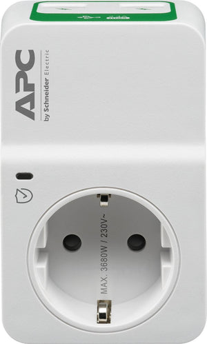 Apc pm1wu2-gr tussenstekker met overspanningsbeveiliging 3680w 1x stopcontact + 2x usb