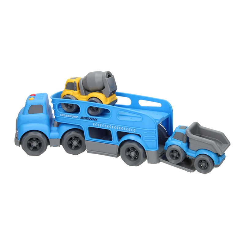 Load image into Gallery viewer, Lobbes speelgoed bv transporter werkvoertuigen met geluid - blauw
