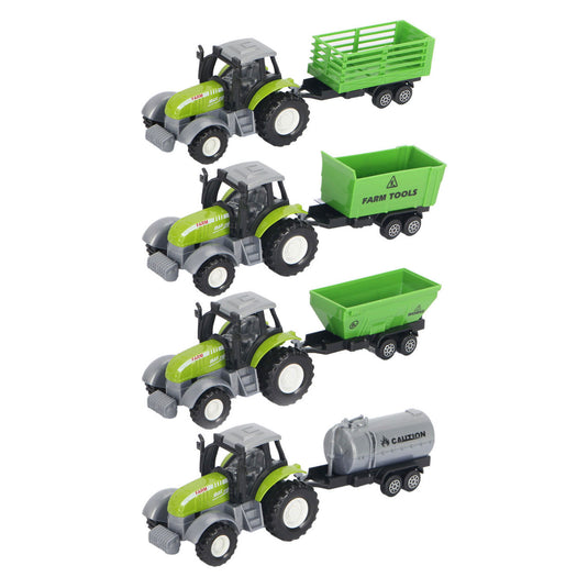 Lobbes speelgoed bv die-cast groene trekker met aanhanger en pull-backfunctie