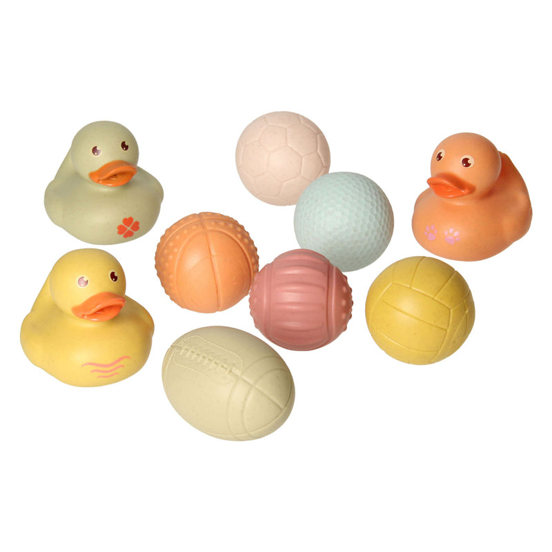 Load image into Gallery viewer, Badspeelgoed set met sensorische badballen badeendjes pastel
