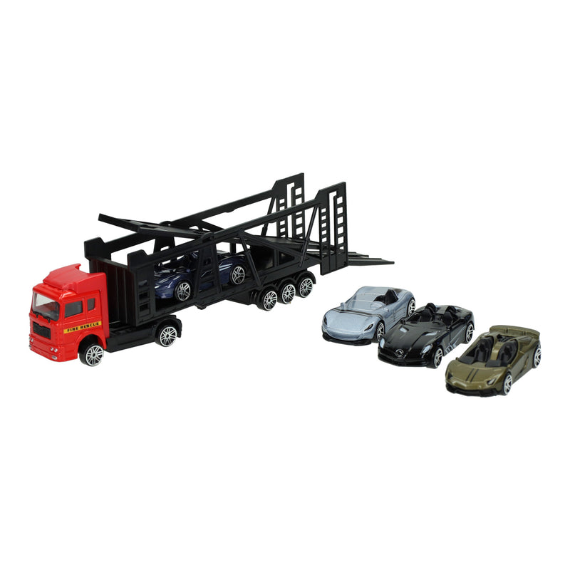 Load image into Gallery viewer, Lobbes speelgoed bv die-cast transporter met 4 auto's
