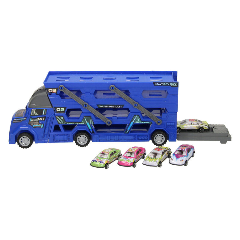Load image into Gallery viewer, Lobbes uitklapbare autotransporter met afschietfunctie - blauw

