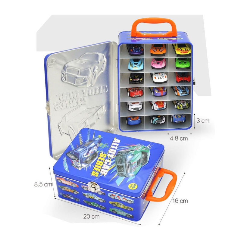 Load image into Gallery viewer, Lobbes die-cast auto's in opbergblik, 18dlg
