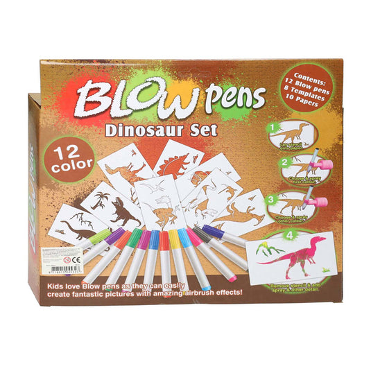 Lobbes speelgoed bv lobbes blaaspennen dinosaurus set met pompje en sjablonen.