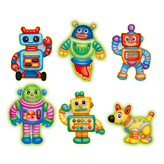 Gieten schilderen glow in the dark robots