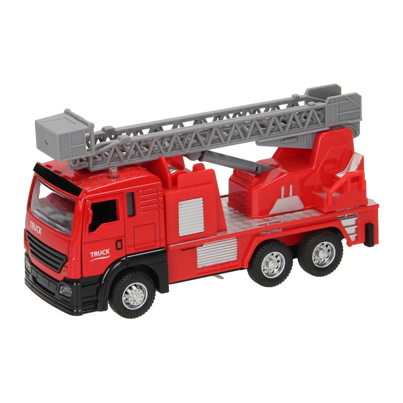 Load image into Gallery viewer, Lobbes pull-back ladderwagen rood licht en geluid
