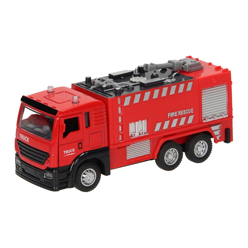 Load image into Gallery viewer, Pull-back brandweerwagen rood licht en geluid
