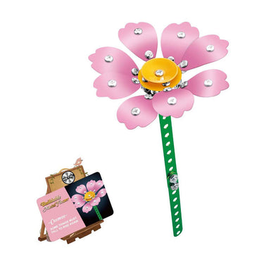 Lobbes metalen bouwset roze bloem