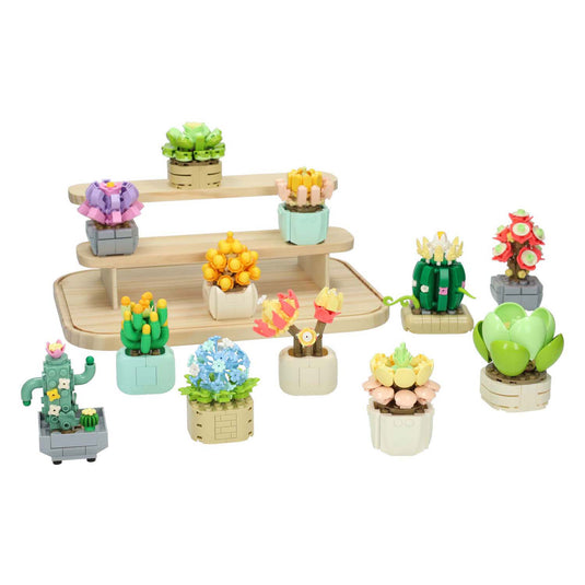 Bouwsteentjes set bloemen etalage