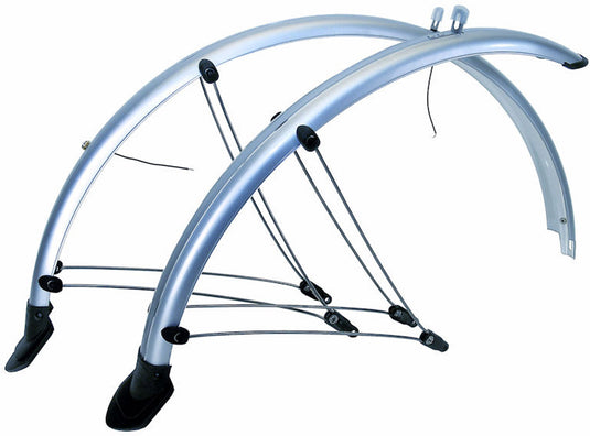 Spatbordset 28 pvc 45mm zilver met stroomkabelgeleiding