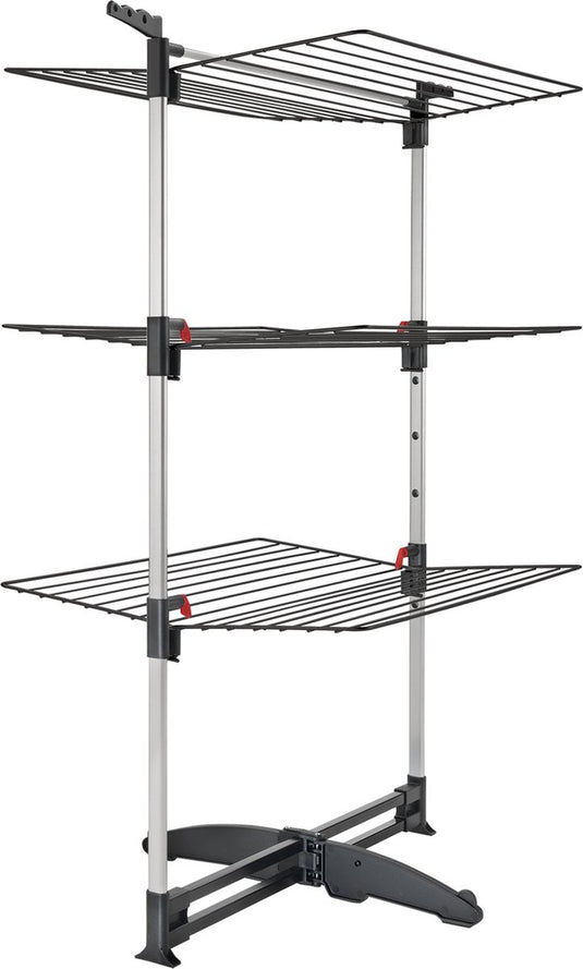 Tomado - droogtoren ciclone vario - 38 meter drooglengte - inklapbaar - aluminium en metaal - met haken voor kledinghangers - 5 jaar garantie - zwart