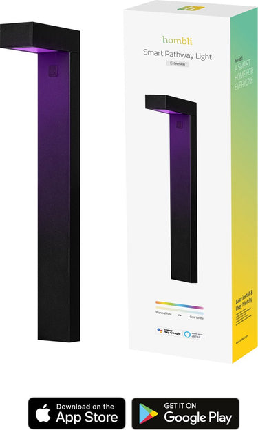 Hombli slimme sokkellamp uitbreiding - buitenverlichting - wit en gekleurd licht - tuinverlichting - timerfunctie - 1 stuks - zwart