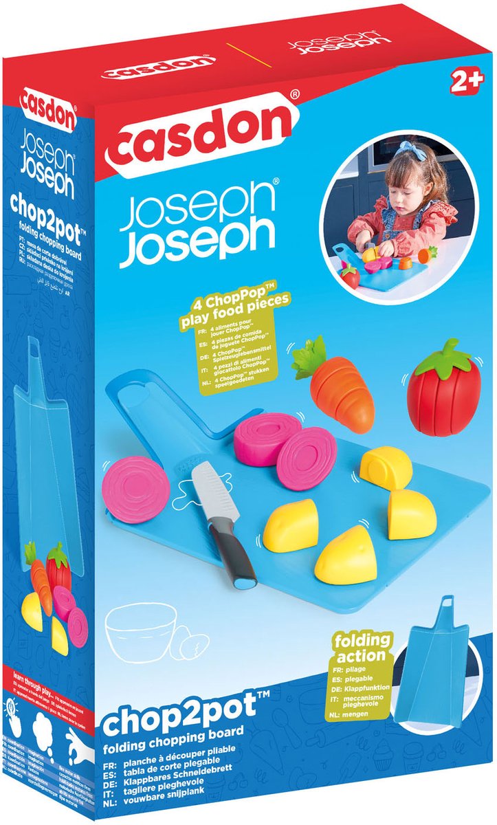 Afbeelding laden in galerijviewer, Casdon speelgoed eten set chop2pot met opvouwbare snijplank en mes, 16-delig.

