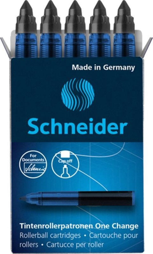 Schneider schrijfwaren schneider navulling rollerball - one change - doosje a 5 stuks - zwart - s-185401