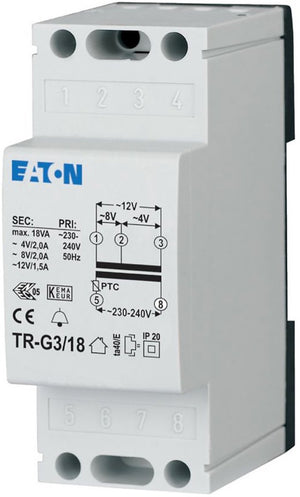 Eaton 272483 beltransformator 4 v ac, 8 v ac, 12 v ac 2 a