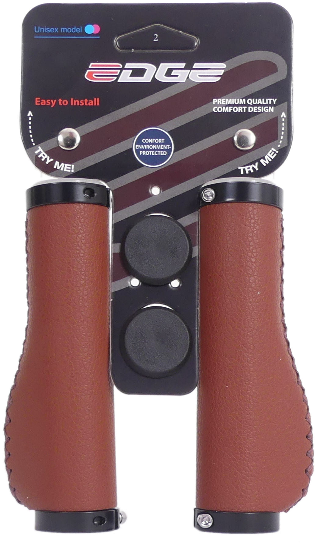 Handvatset Edge Leer incl Lockring - camel brown- 135 135mm (winkelverpakking)