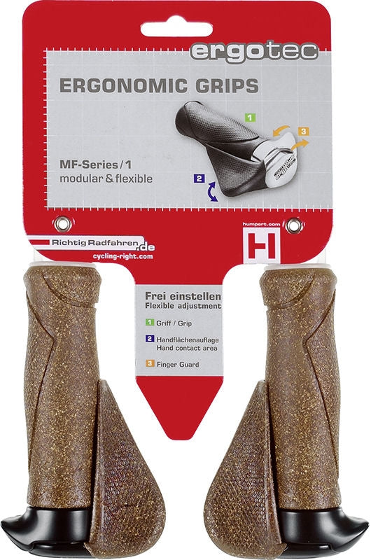 Load image into Gallery viewer, Fietsgreep met ergonomisch handvat 130mm, Dura kurk en aluminium, zwart bruin, 34mm dikte, 235g
