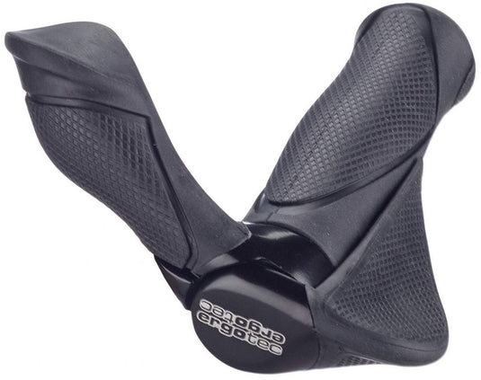 Ergotec handvatpaar mf2 small kraton aluminium 130+130 mm - zwart