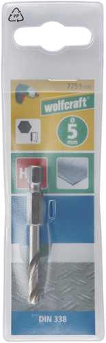 Load image into Gallery viewer, Wolfcraft spiraalboor | hss geslepen | 6-kant | ø5,0 x 59mm | 1 stuk - 7259000
