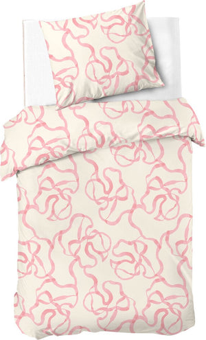 Dindi home dekbedovertrek pink party - 140x220 - 100% katoen - off white roze