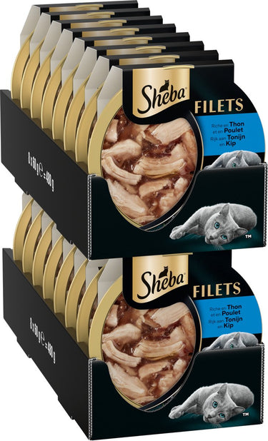 Sheba kattenvoer - filets - tonijn en kip in saus - 16x60g