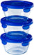 Pyrex - cook go schaal rond met deksel set van 3 stuks - borosilicaatglas - transparant -