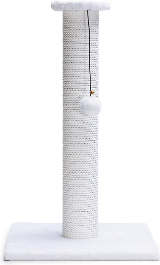 Beeztees serpa katten krabpaal - omwikkeld met touw - met balletje - wit - 35x35x60 cm
