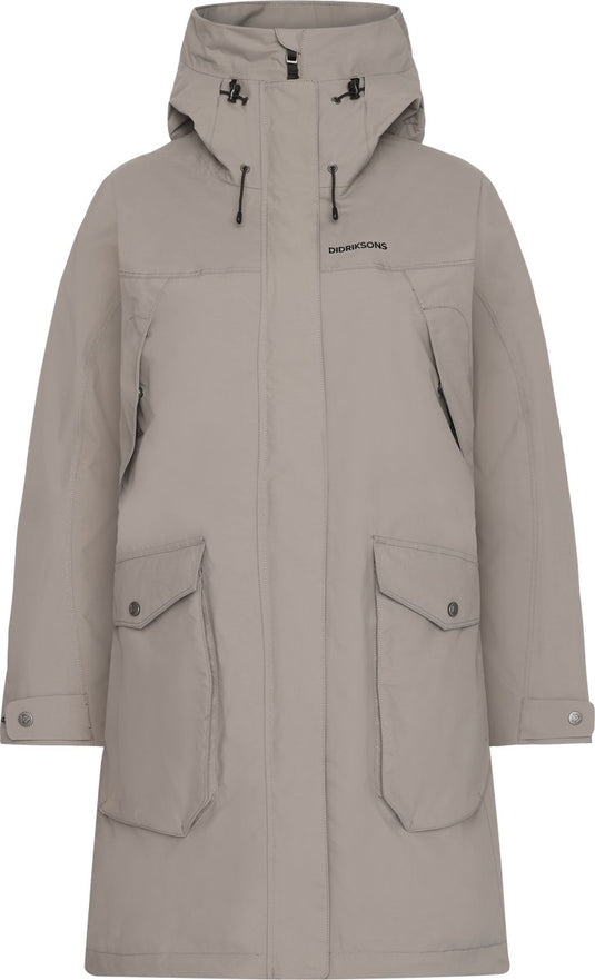 Didriksons thelma wns parka 10 dames outdoorjas - ash brown