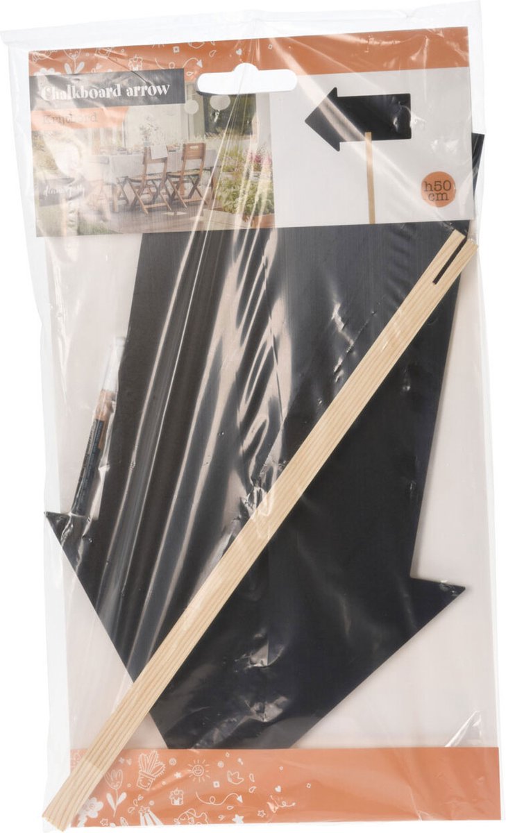 Afbeelding laden in galerijviewer, Koopman krijtbord pijl op stok houten schoolbord 50cm decoratie.
