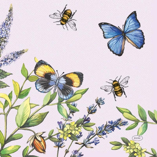 Duni servetten cherry butterflies 33x33cm 3-laagstissue fsc pak a 20 servetten