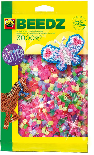 Ses creative ses strijkkralen - glitter, 3000st.