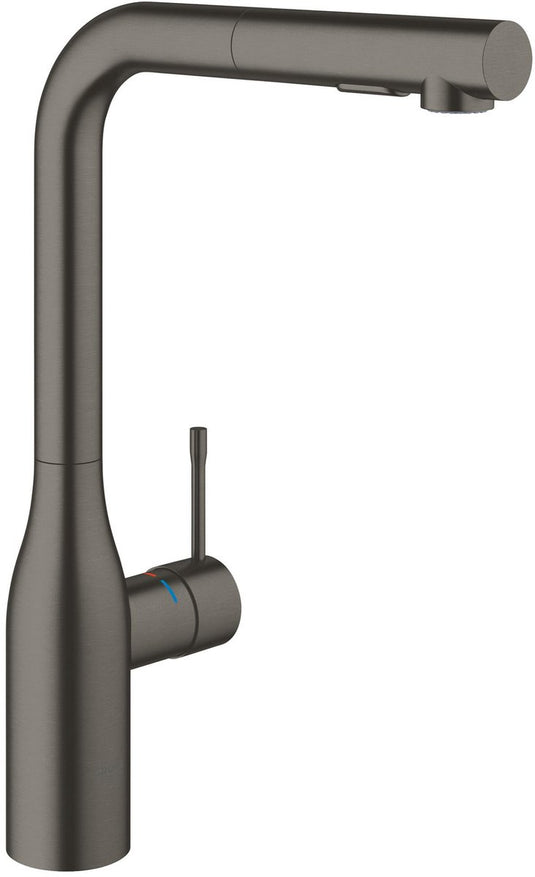 Grohe essence new keukenkraan - hoge uitloop - met uittrekbare handdouche - dual spray - hard graphite geborsteld (mat antraciet)