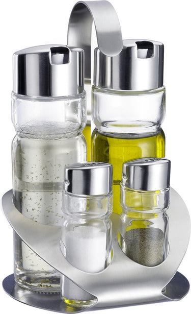Westmark peper-en-zoutstel olie-en-azijnstel, 5-delig, inhoud: 2x 40 ml 2x 160 ml, roestvrij staal glas, wien, zilver doorzichtig, 65052260
