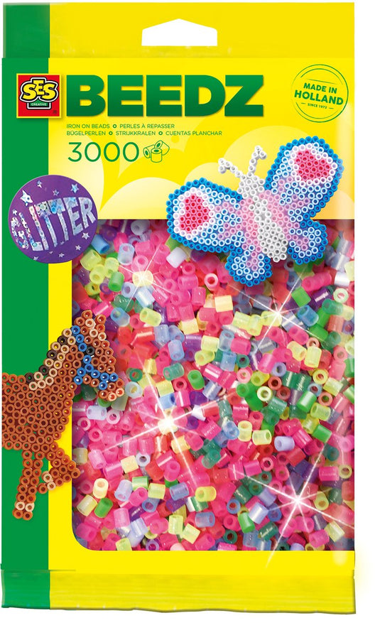 Ses creative ses strijkkralen - glitter, 3000st.