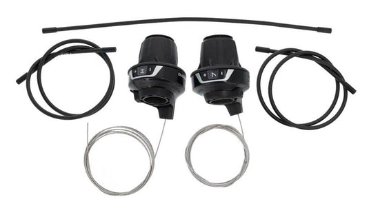 Shimano schakel set rv400 friction 7-sp triple met kabels zwart