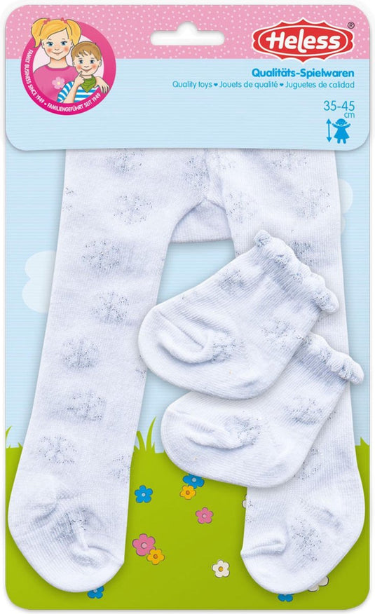 Heless poppenmaillot en sokken polyester wit zilver 28-35 cm