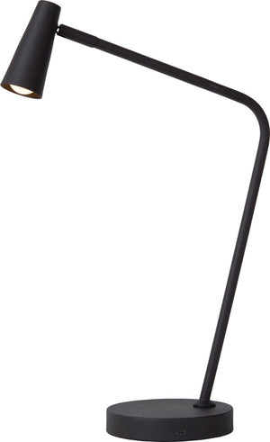 Lucide stirling - oplaadbare bureaulamp - accu batterij - led 3 stepdim - 1x3w 2700k - zwart