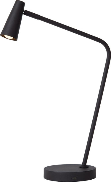 Lucide stirling - oplaadbare bureaulamp - accu batterij - led 3 stepdim - 1x3w 2700k - zwart