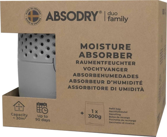 Absodry duo family bag vochtvanger series 3 grey - inclusief 1 vulling