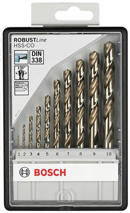 Bosch - 10-delige robust line metaalborenset hss-co 1; 2; 3; 4; 5; 6; 7; 8; 9; 10 mm